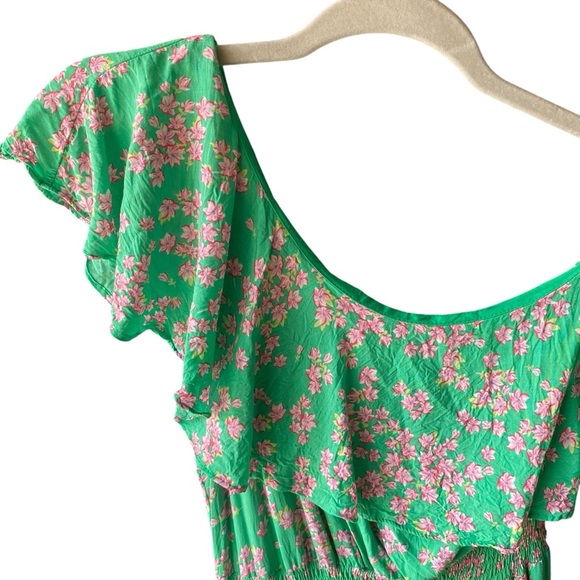 Draper James RSVP Womens Green Floral One Shoulder Ruffle Front Dress Size Small - Picture 6 of 9